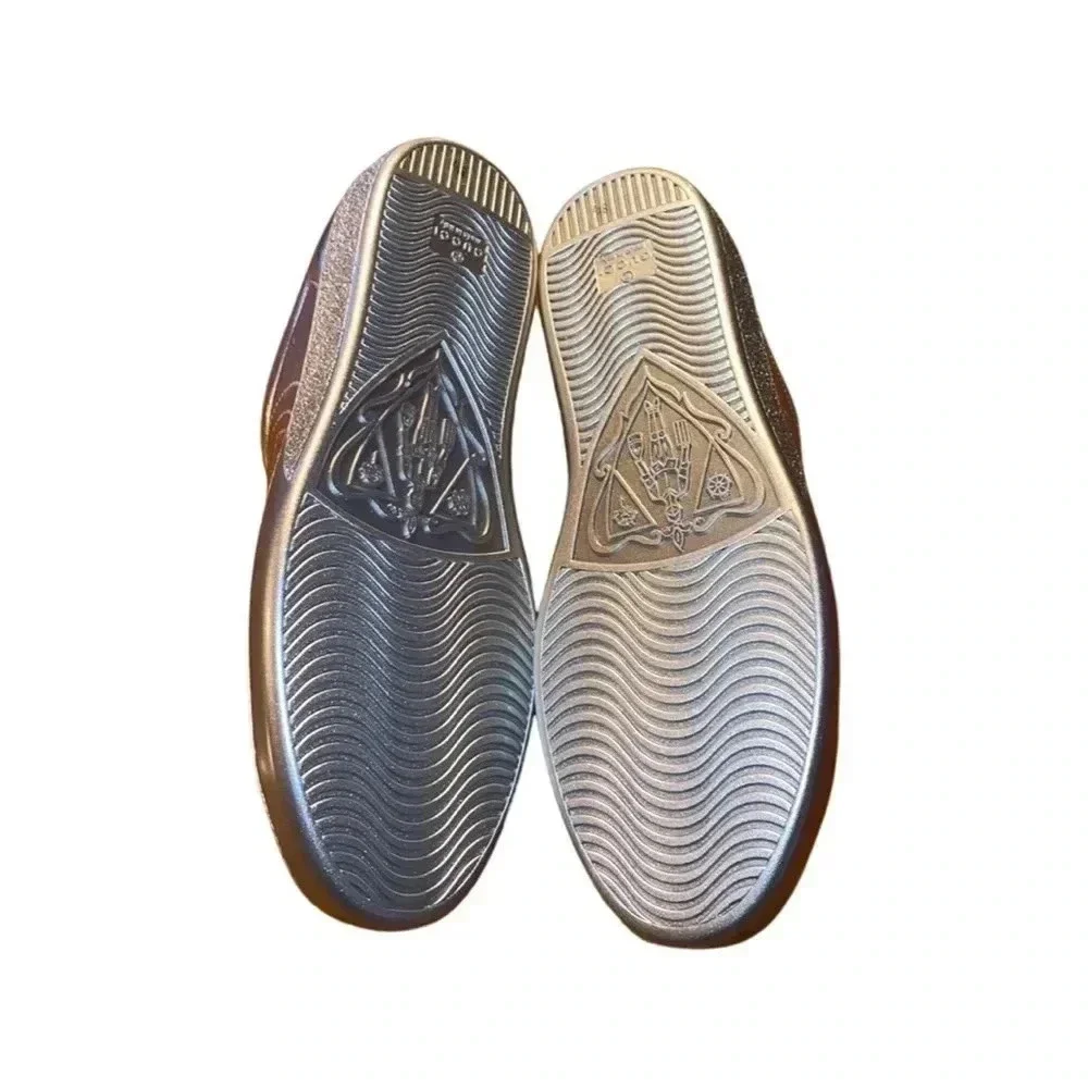 NIB Gucci Nappa Ace Metallic Silver GG Leather Sneaker Size G8.5, US9.5 - Picture 4 of 7